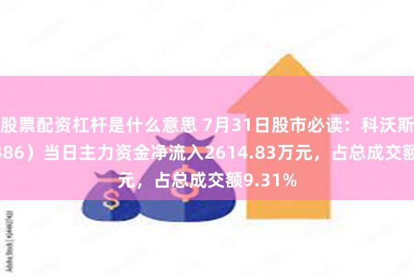 股票配资杠杆是什么意思 7月31日股市必读：科沃斯（603486）当日主力资金净流入2614.83万元，占总成交额9.31%