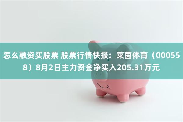 怎么融资买股票 股票行情快报：莱茵体育（000558）8月2日主力资金净买入205.31万元